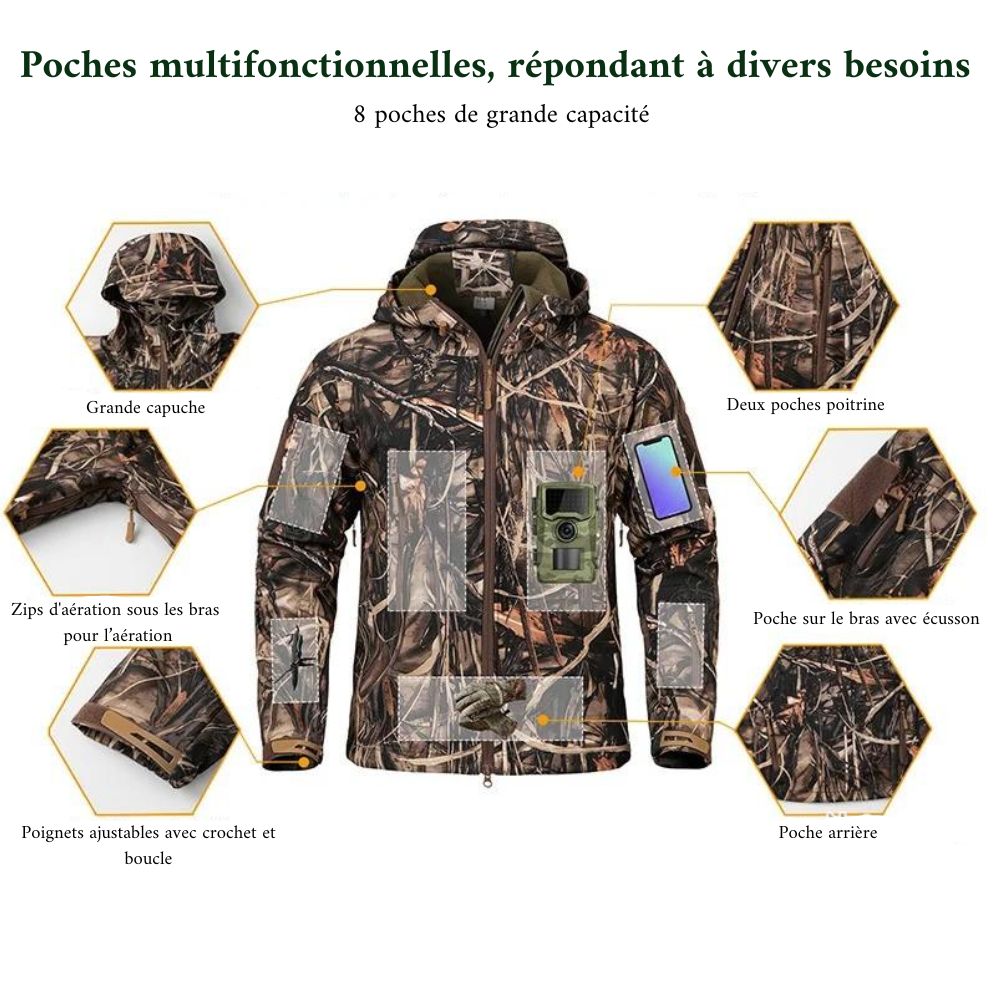 Veste Militaire Imperméable et Chaud, Chasse & Trekking